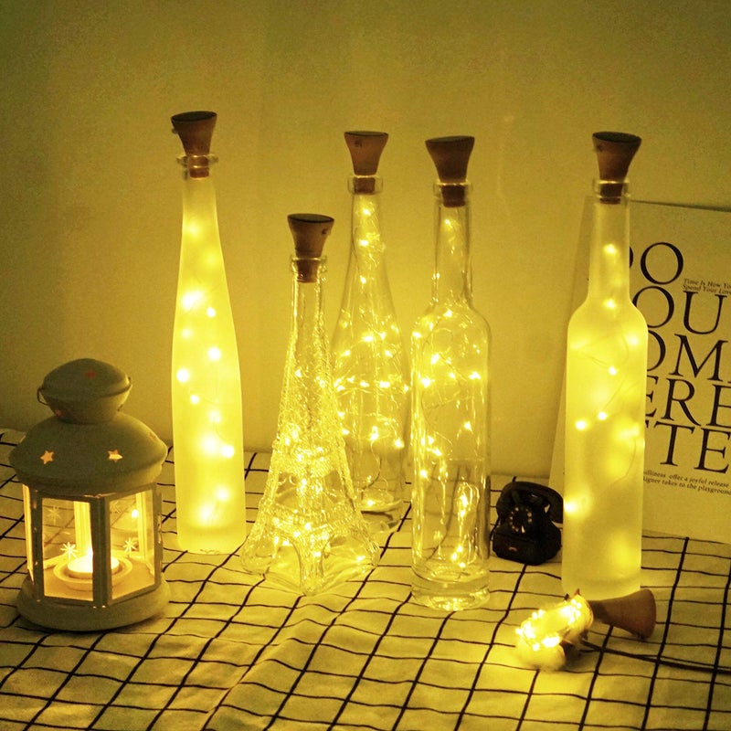 Decorman Upgraded 10 Pack Solar Wine Bottle Lights 20 LEDs Waterproof Silver Wire Cork Lights for Party, Wedding, Christmas, Holiday, Outdoor, Garden, Patio, Pathway Decor - Image 1